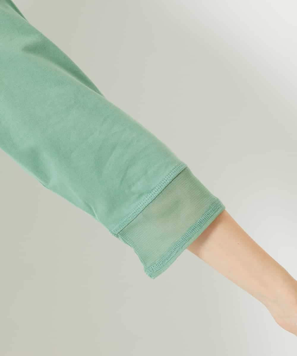 NHKHD67110 GIANNI LO GIUDICE(小さいサイズ)(メゾン ドゥ サンク) チュール切替え天竺カットソー グリーン