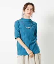 NHKHD68150 GIANNI LO GIUDICE(小さいサイズ)(メゾン ドゥ サンク) [日本製]ドットタックハイネックカットソー ブルー