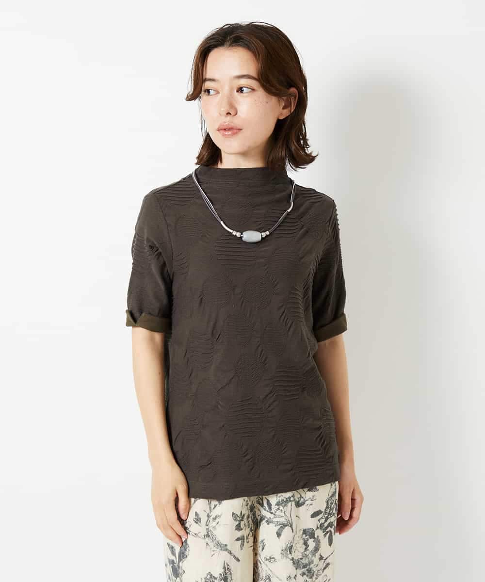 NHKHD68150 GIANNI LO GIUDICE(小さいサイズ)(メゾン ドゥ サンク) [日本製]ドットタックハイネックカットソー ブラウン