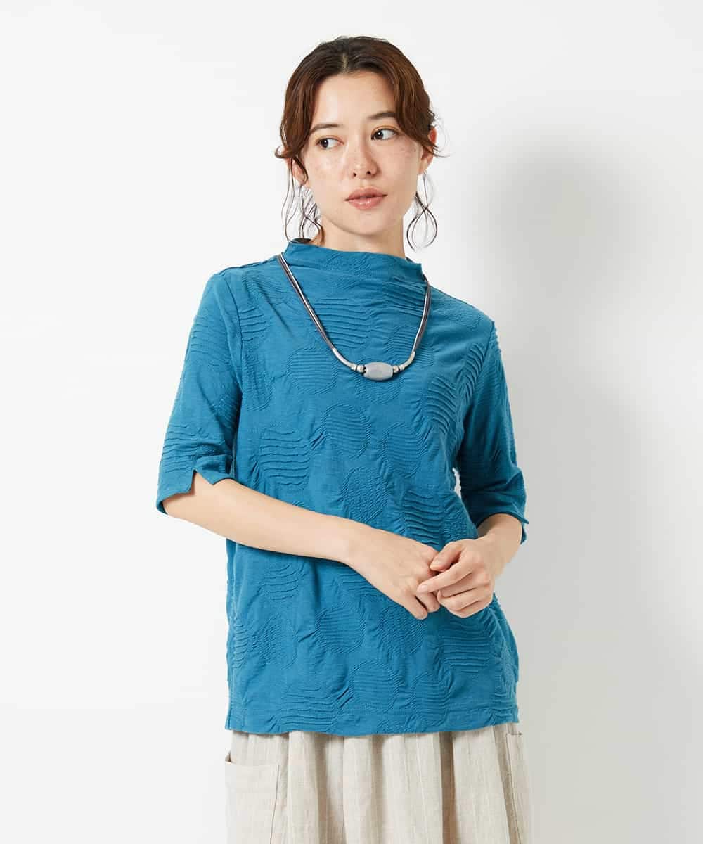 NHKHD68150 GIANNI LO GIUDICE(小さいサイズ)(メゾン ドゥ サンク) [日本製]ドットタックハイネックカットソー ホワイト