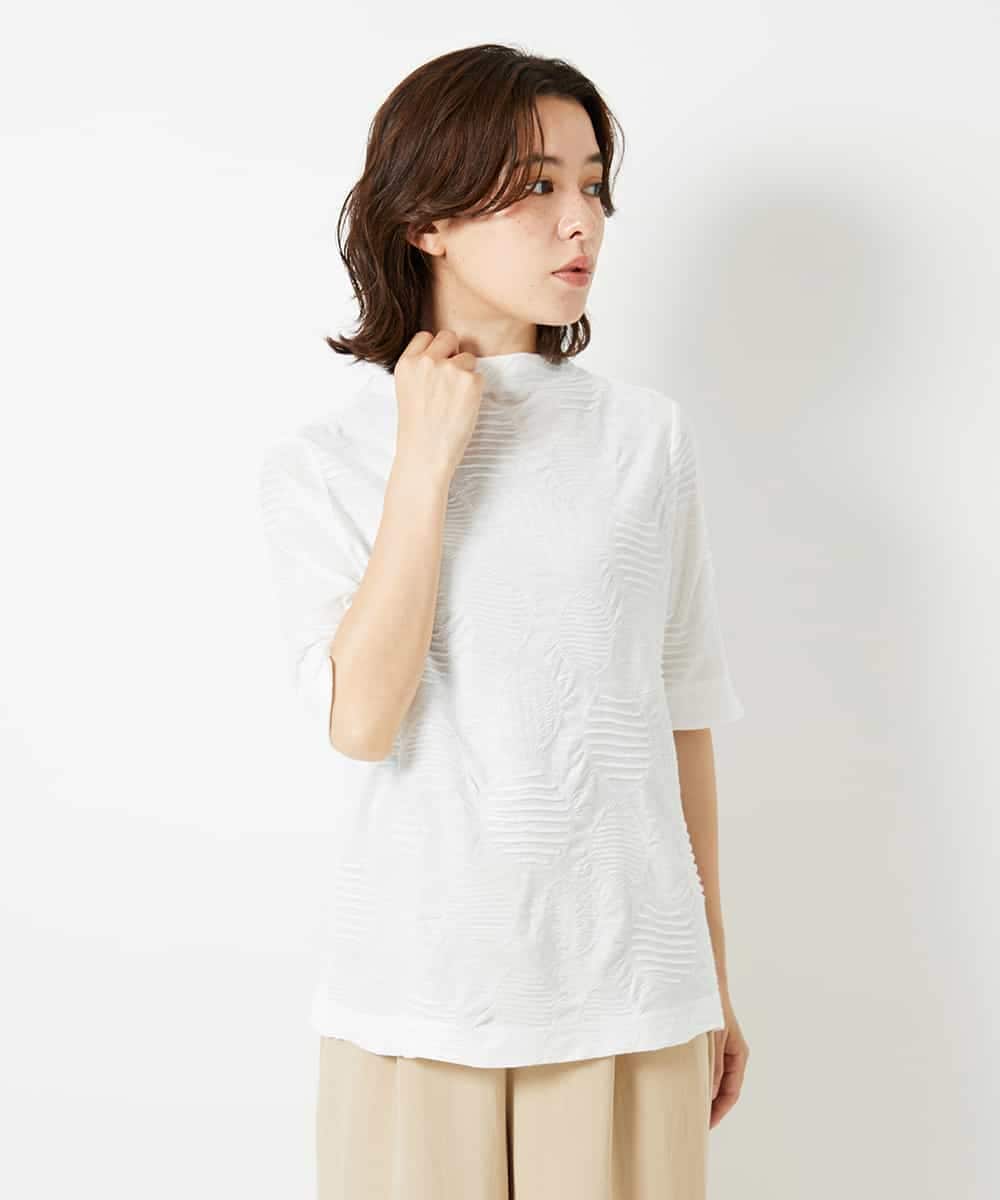 NHKHD68150 GIANNI LO GIUDICE(小さいサイズ)(メゾン ドゥ サンク) [日本製]ドットタックハイネックカットソー ホワイト