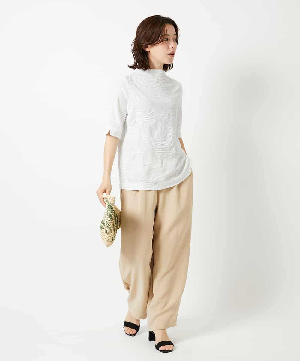 NHKHD68150 GIANNI LO GIUDICE(小さいサイズ)(メゾン ドゥ サンク) [日本製]ドットタックハイネックカットソー ホワイト