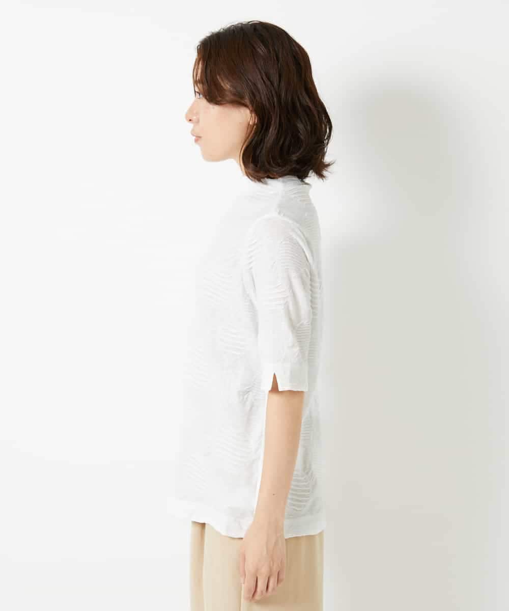 NHKHD68150 GIANNI LO GIUDICE(小さいサイズ)(メゾン ドゥ サンク) [日本製]ドットタックハイネックカットソー ホワイト