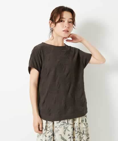 NHKHD69140 GIANNI LO GIUDICE(小さいサイズ) [日本製]ドットタックフレンチスリーブ異素材ドッキングカットソー