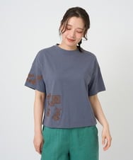 NHKHE61170 GIANNI LO GIUDICE(小さいサイズ)(メゾン ドゥ サンク) コットン天竺刺繍カットソー ラベンダー