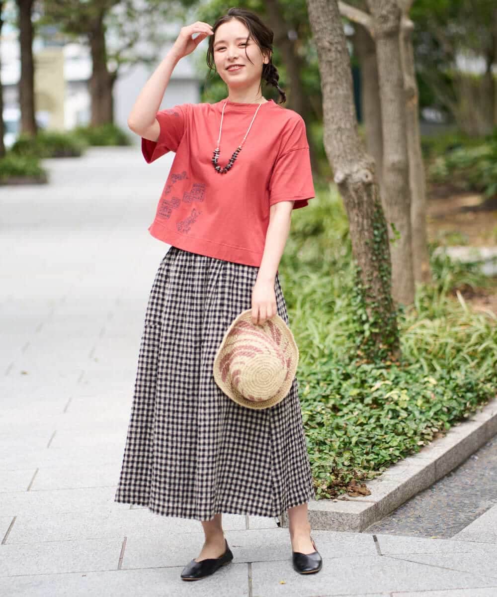 NHKHE61170 GIANNI LO GIUDICE(小さいサイズ)(メゾン ドゥ サンク) コットン天竺刺繍カットソー ブラウン