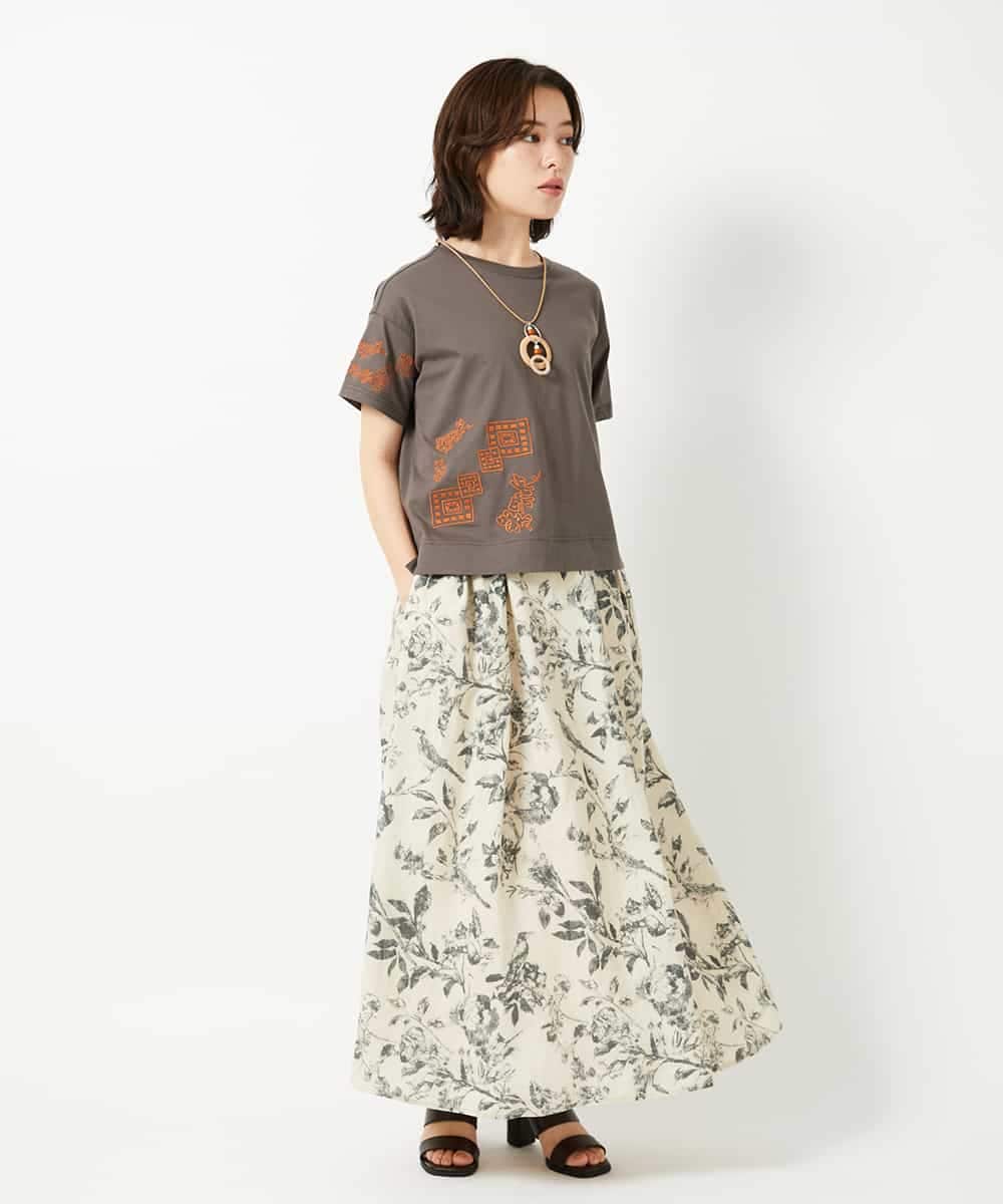 NHKHE61170 GIANNI LO GIUDICE(小さいサイズ)(メゾン ドゥ サンク) コットン天竺刺繍カットソー ホワイト