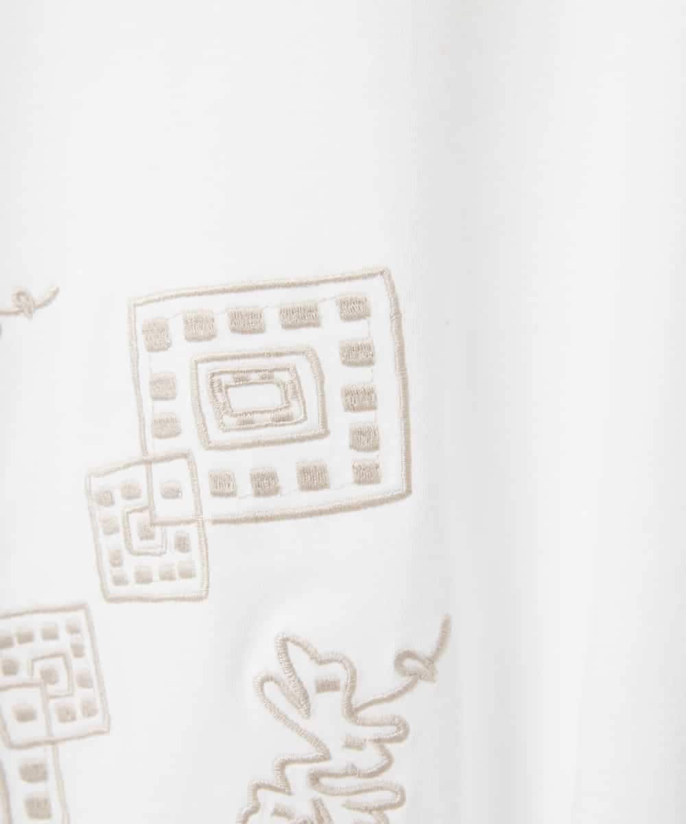 NHKHE61170 GIANNI LO GIUDICE(小さいサイズ)(メゾン ドゥ サンク) コットン天竺刺繍カットソー ホワイト