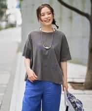 NHKHE62180 GIANNI LO GIUDICE(小さいサイズ)(メゾン ドゥ サンク) コットン天竺リーフ刺繍カットソー ブラウン