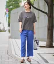 NHKHE62180 GIANNI LO GIUDICE(小さいサイズ)(メゾン ドゥ サンク) コットン天竺リーフ刺繍カットソー ブラウン