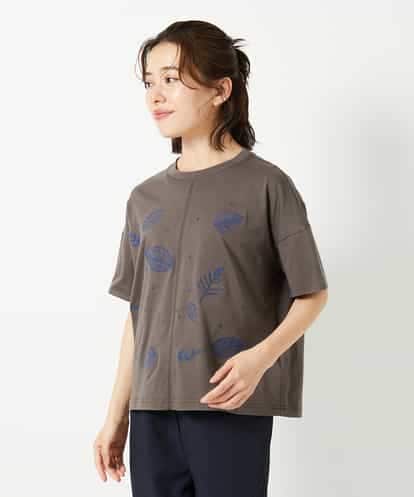 NHKHE62180 GIANNI LO GIUDICE(小さいサイズ) コットン天竺リーフ刺繍カットソー