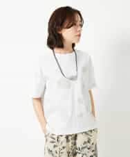 NHKHE62180 GIANNI LO GIUDICE(小さいサイズ)(メゾン ドゥ サンク) コットン天竺リーフ刺繍カットソー ブラウン