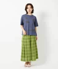 NHKHE62180 GIANNI LO GIUDICE(小さいサイズ)(メゾン ドゥ サンク) コットン天竺リーフ刺繍カットソー ブラウン