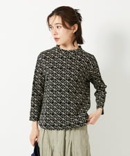 NHKHF89150 GIANNI LO GIUDICE(小さいサイズ)(メゾン ドゥ サンク) ジオメトリックプリントボトルネックカットソー ネイビー