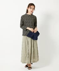 NHKHF89150 GIANNI LO GIUDICE(小さいサイズ)(メゾン ドゥ サンク) ジオメトリックプリントボトルネックカットソー ネイビー