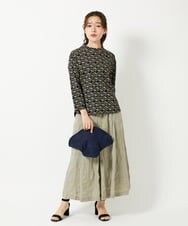 NHKHF89150 GIANNI LO GIUDICE(小さいサイズ)(メゾン ドゥ サンク) ジオメトリックプリントボトルネックカットソー ネイビー