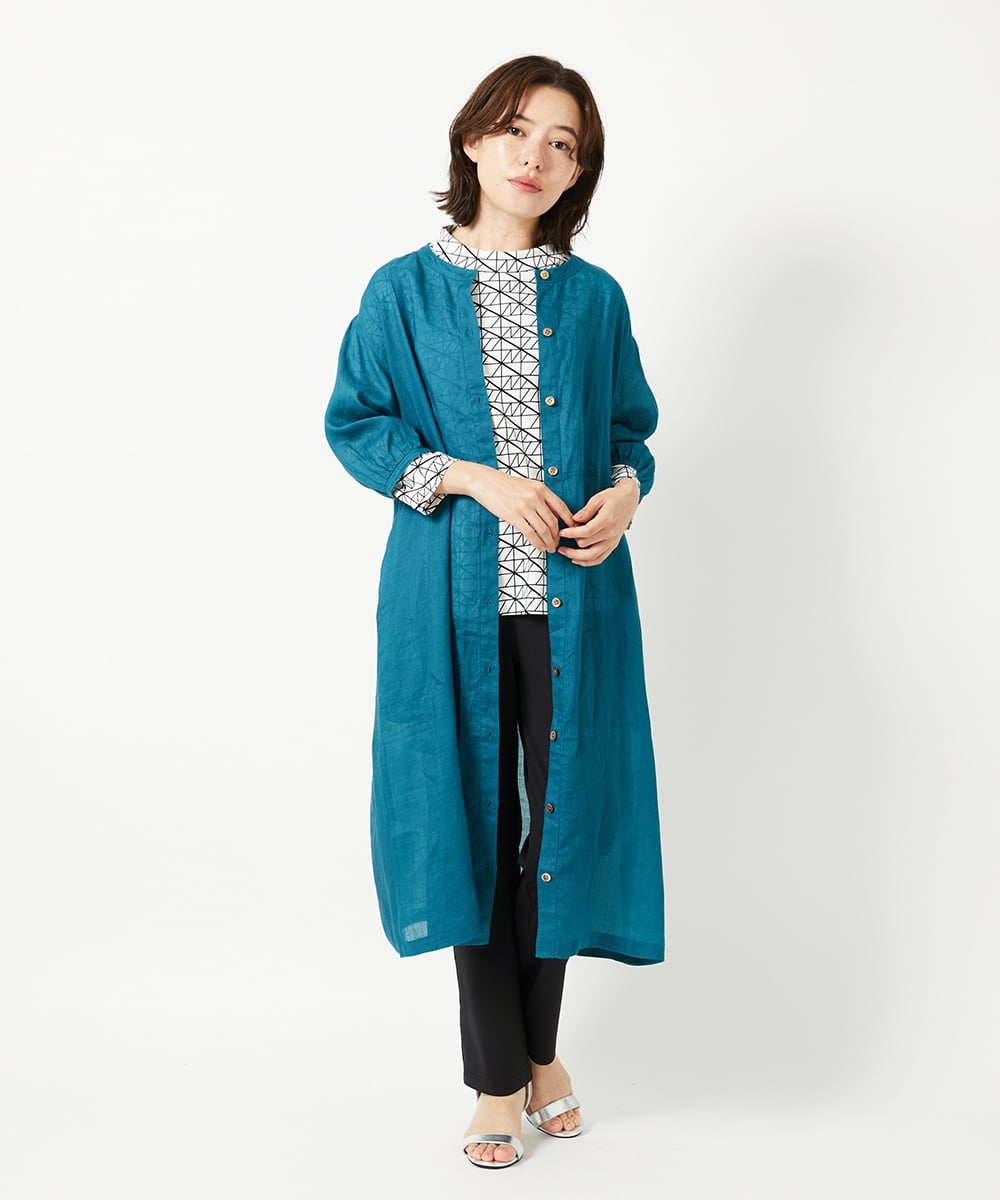 NHKHF89150 GIANNI LO GIUDICE(小さいサイズ)(メゾン ドゥ サンク) ジオメトリックプリントボトルネックカットソー ネイビー