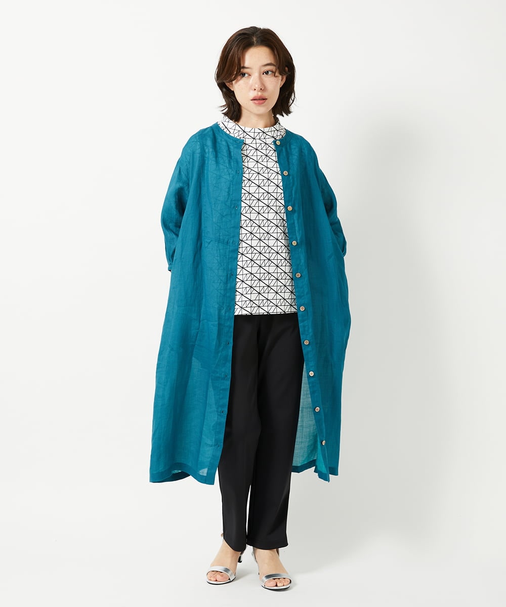 NHKHF89150 GIANNI LO GIUDICE(小さいサイズ)(メゾン ドゥ サンク) ジオメトリックプリントボトルネックカットソー ネイビー