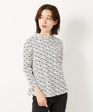 NHKHF89150 GIANNI LO GIUDICE(小さいサイズ)(メゾン ドゥ サンク) ジオメトリックプリントボトルネックカットソー ホワイト