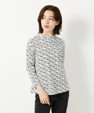 NHKHF89150 GIANNI LO GIUDICE(小さいサイズ)(メゾン ドゥ サンク) ジオメトリックプリントボトルネックカットソー ホワイト