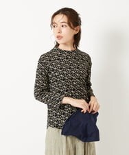 NHKHF89150 GIANNI LO GIUDICE(小さいサイズ)(メゾン ドゥ サンク) ジオメトリックプリントボトルネックカットソー ブラック