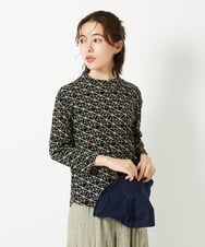 NHKHF89150 GIANNI LO GIUDICE(小さいサイズ)(メゾン ドゥ サンク) ジオメトリックプリントボトルネックカットソー ブラック
