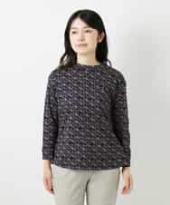 NHKHF89150 GIANNI LO GIUDICE(小さいサイズ)(メゾン ドゥ サンク) ジオメトリックプリントボトルネックカットソー ネイビー