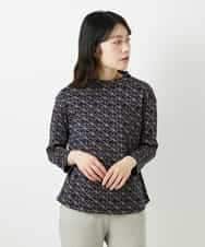 NHKHF89150 GIANNI LO GIUDICE(小さいサイズ)(メゾン ドゥ サンク) ジオメトリックプリントボトルネックカットソー ネイビー