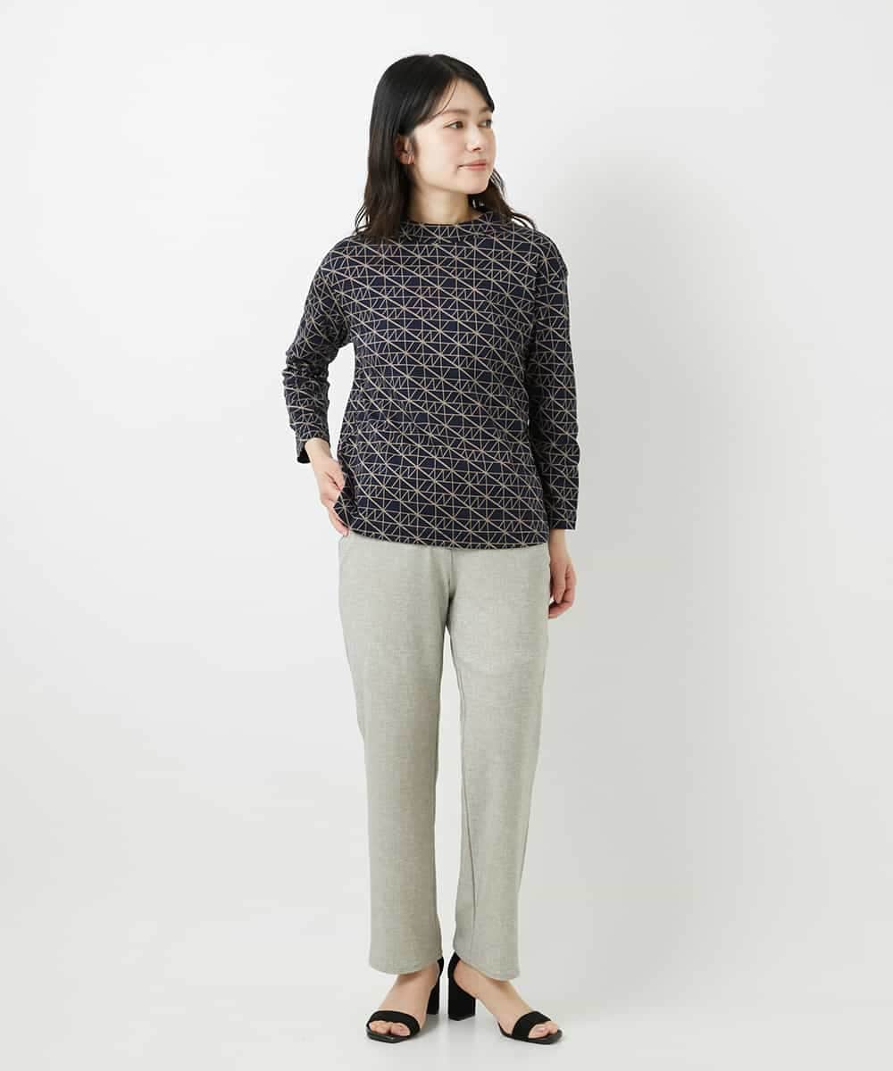 NHKHF89150 GIANNI LO GIUDICE(小さいサイズ)(メゾン ドゥ サンク) ジオメトリックプリントボトルネックカットソー ネイビー
