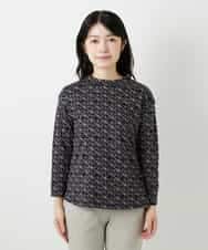 NHKHF89150 GIANNI LO GIUDICE(小さいサイズ)(メゾン ドゥ サンク) ジオメトリックプリントボトルネックカットソー ネイビー