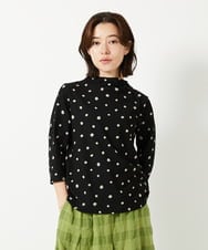 NHKHF91150 GIANNI LO GIUDICE(小さいサイズ)(メゾン ドゥ サンク) ドット柄ボトルネックカットソー グリーン