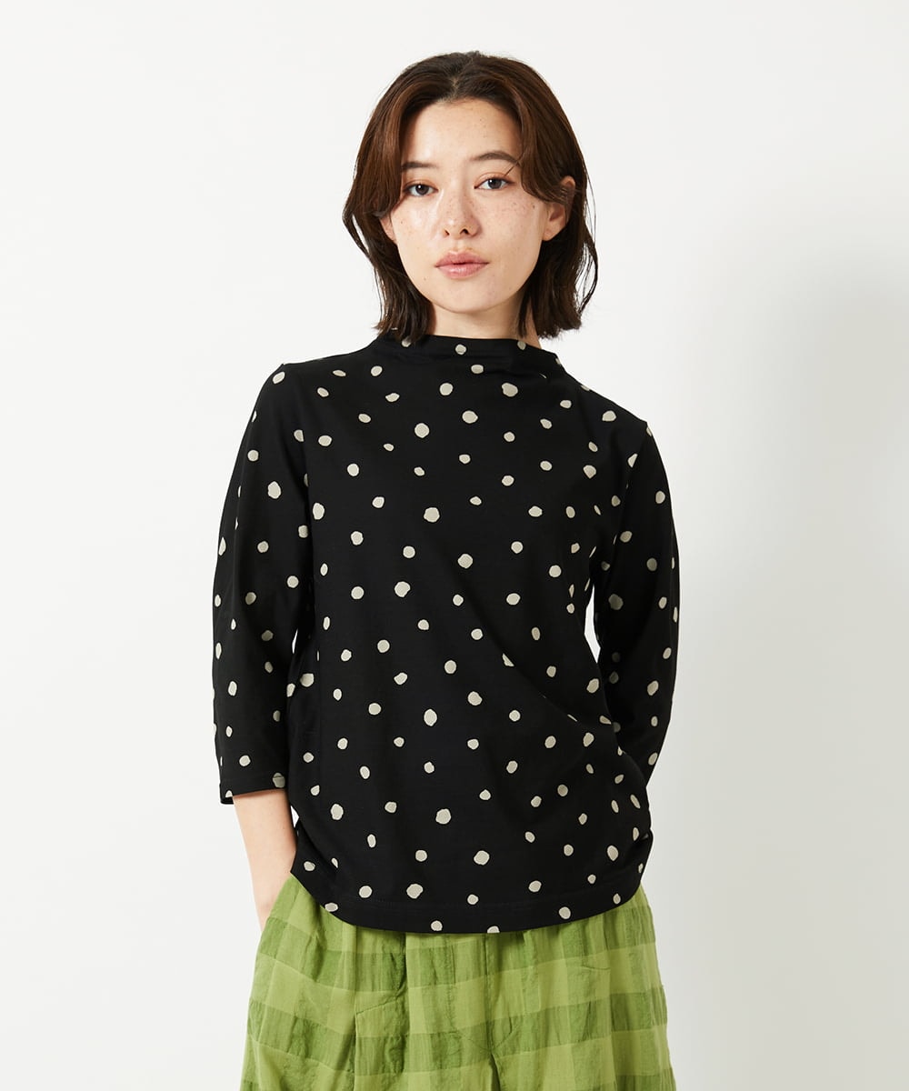 NHKHF91150 GIANNI LO GIUDICE(小さいサイズ)(メゾン ドゥ サンク) ドット柄ボトルネックカットソー グリーン