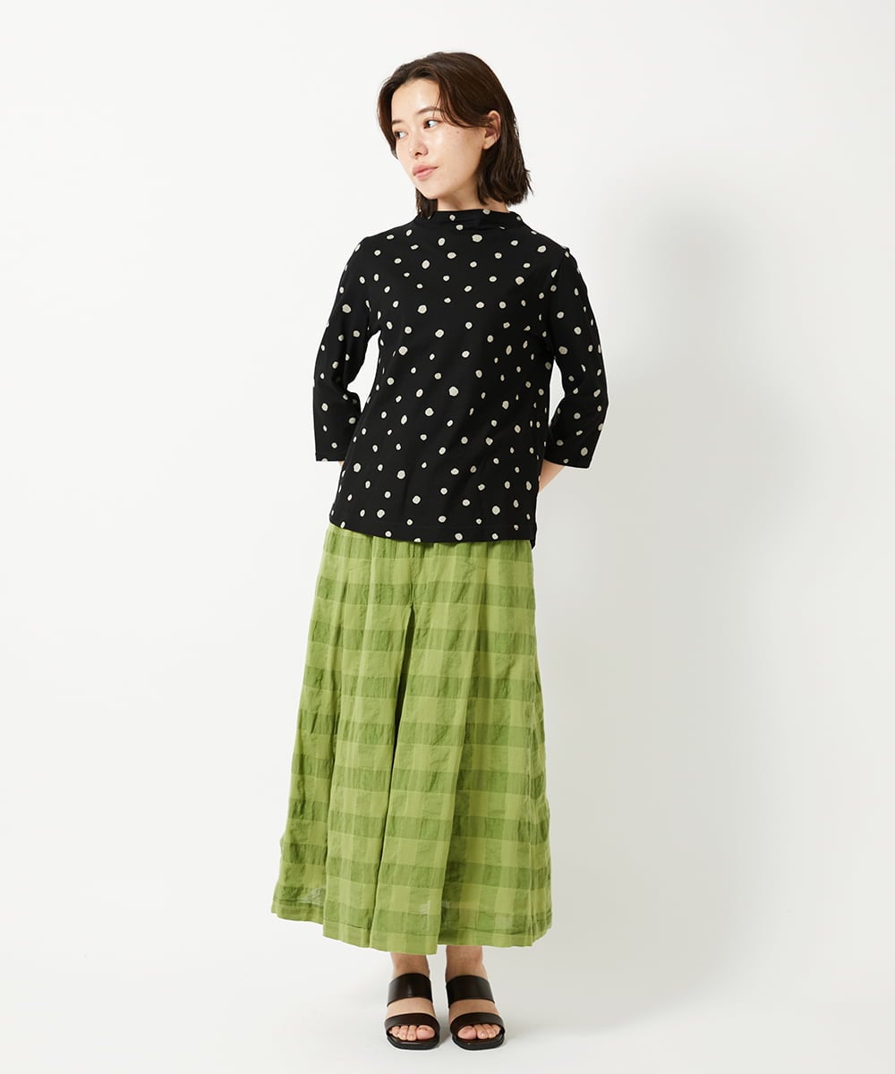 NHKHF91150 GIANNI LO GIUDICE(小さいサイズ)(メゾン ドゥ サンク) ドット柄ボトルネックカットソー グリーン