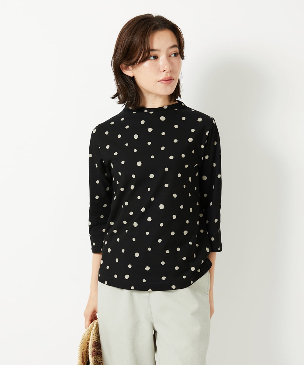 NHKHF91150 GIANNI LO GIUDICE(小さいサイズ)(メゾン ドゥ サンク) ドット柄ボトルネックカットソー グリーン