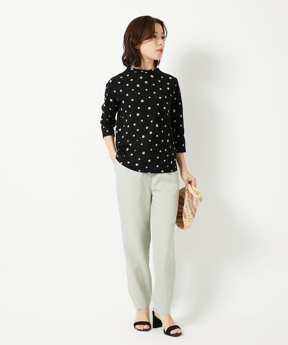 NHKHF91150 GIANNI LO GIUDICE(小さいサイズ)(メゾン ドゥ サンク) ドット柄ボトルネックカットソー グリーン