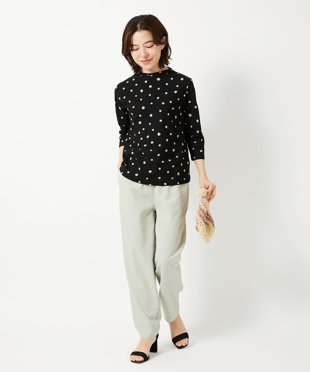 NHKHF91150 GIANNI LO GIUDICE(小さいサイズ)(メゾン ドゥ サンク) ドット柄ボトルネックカットソー グリーン