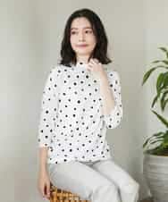 NHKHF91150 GIANNI LO GIUDICE(小さいサイズ)(メゾン ドゥ サンク) ドット柄ボトルネックカットソー グリーン