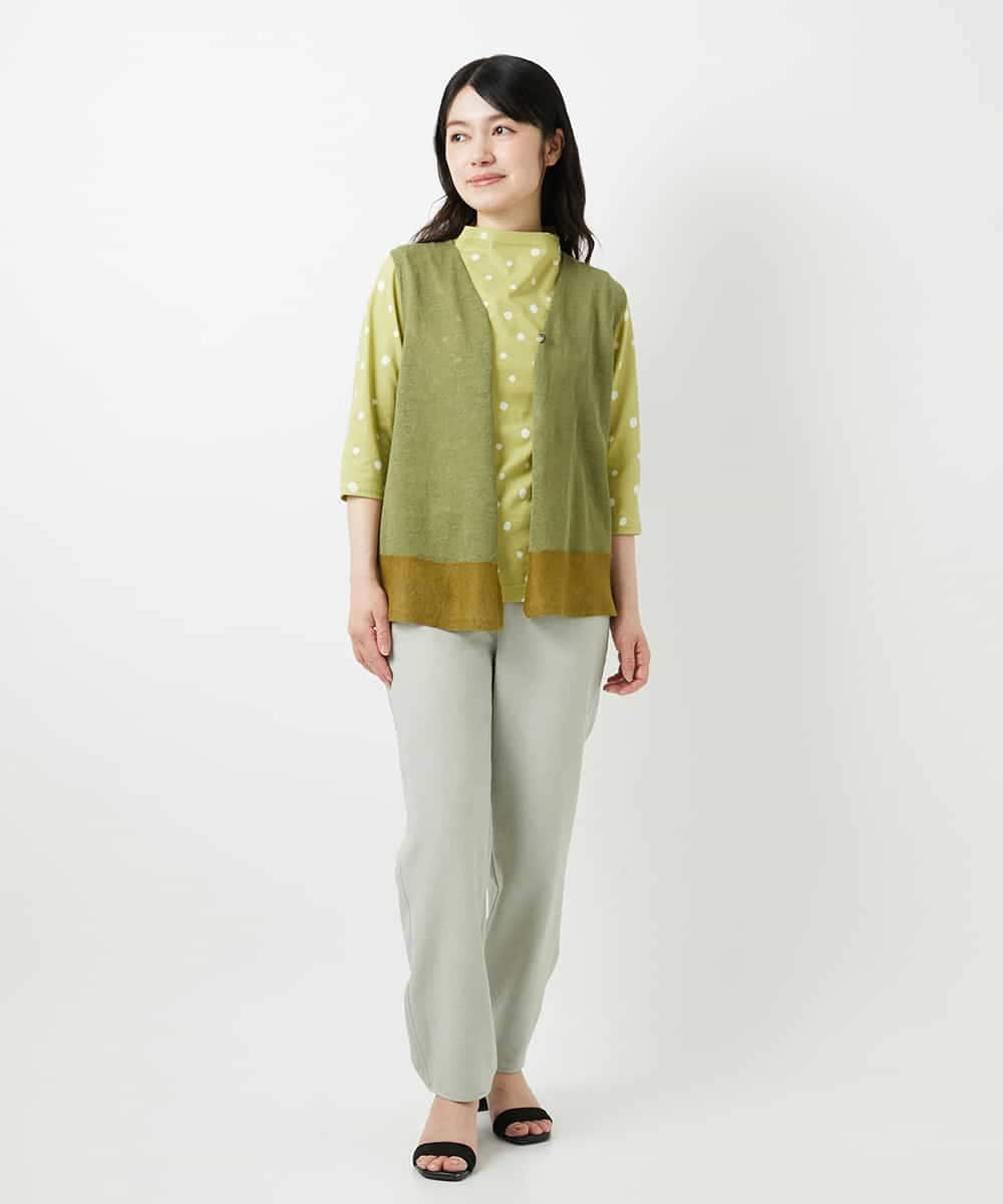 NHKHF91150 GIANNI LO GIUDICE(小さいサイズ)(メゾン ドゥ サンク) ドット柄ボトルネックカットソー グリーン