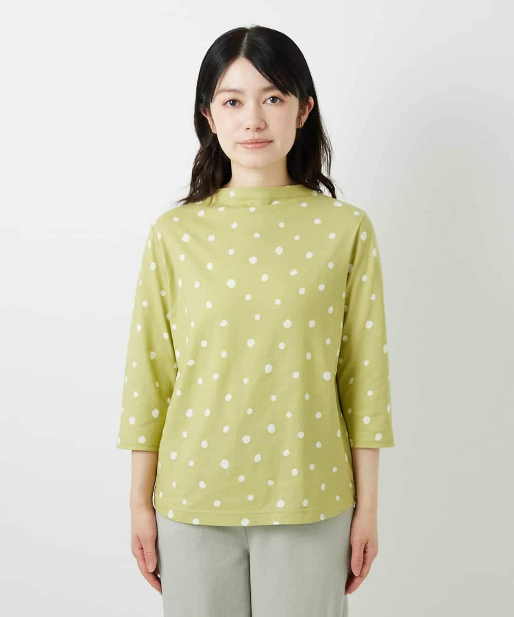NHKHF91150 GIANNI LO GIUDICE(小さいサイズ)(メゾン ドゥ サンク) ドット柄ボトルネックカットソー グリーン