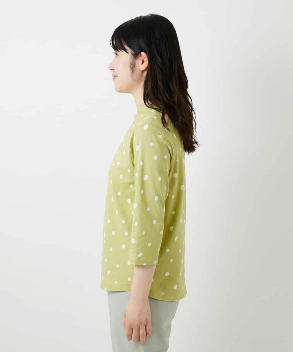 NHKHF91150 GIANNI LO GIUDICE(小さいサイズ)(メゾン ドゥ サンク) ドット柄ボトルネックカットソー グリーン