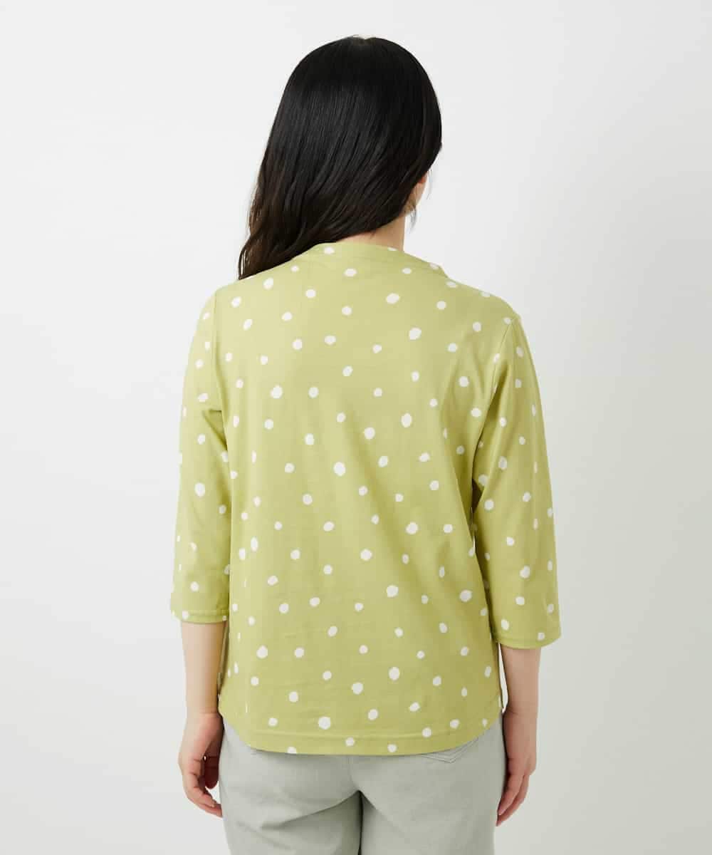 NHKHF91150 GIANNI LO GIUDICE(小さいサイズ)(メゾン ドゥ サンク) ドット柄ボトルネックカットソー グリーン