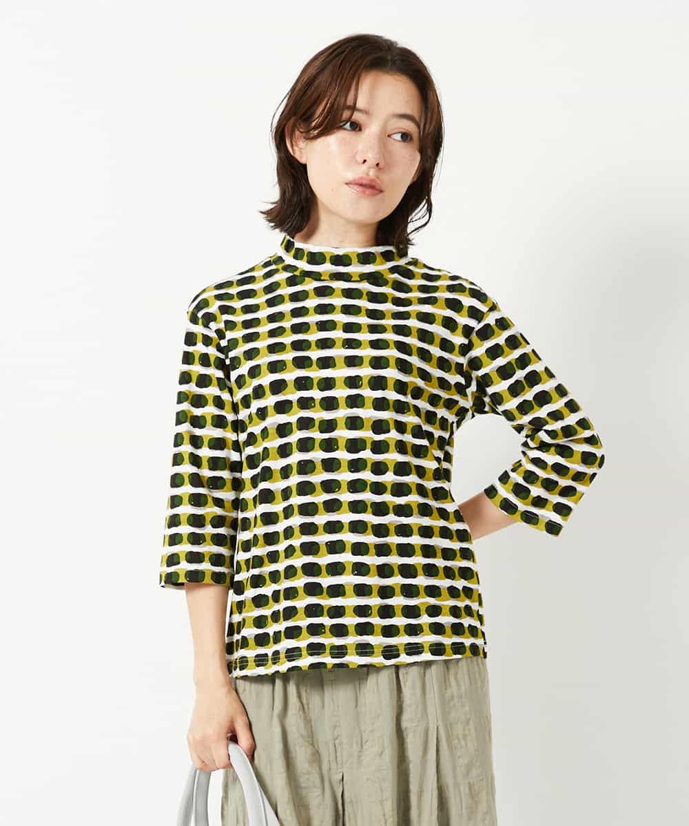 NHKHF92230 GIANNI LO GIUDICE(小さいサイズ)(メゾン ドゥ サンク) [日本製]イレギュラードットプリントカットソー カーキ