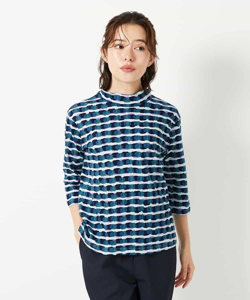 NHKHF92230 GIANNI LO GIUDICE(小さいサイズ)(メゾン ドゥ サンク) [日本製]イレギュラードットプリントカットソー ネイビー