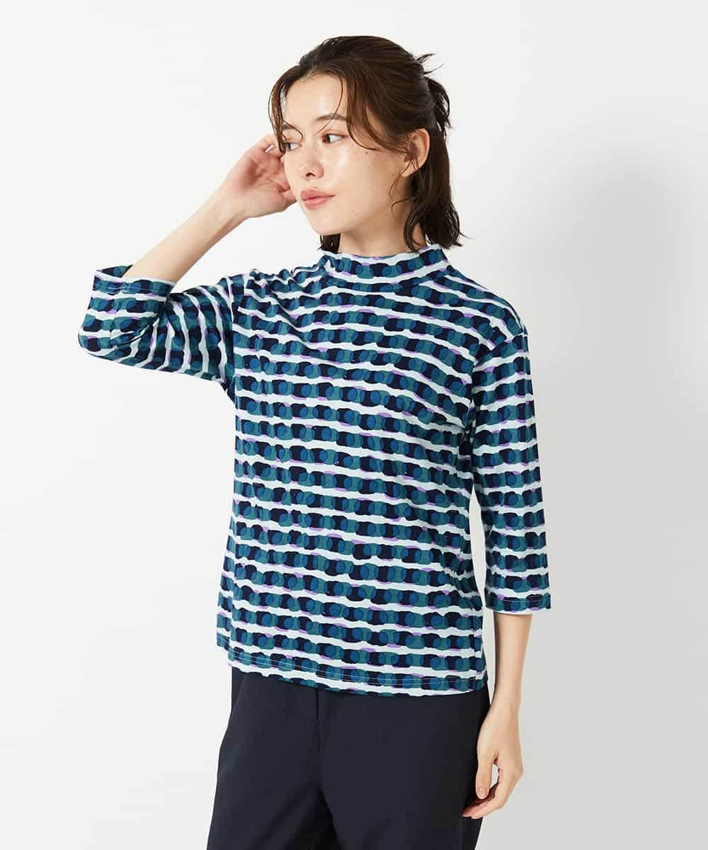 NHKHF92230 GIANNI LO GIUDICE(小さいサイズ)(メゾン ドゥ サンク) [日本製]イレギュラードットプリントカットソー ネイビー