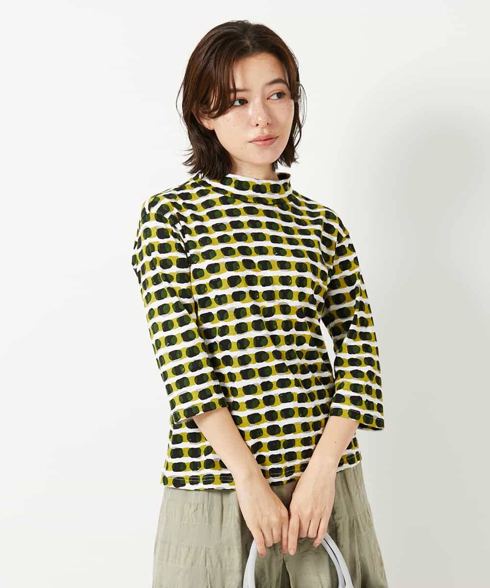 NHKHF92230 GIANNI LO GIUDICE(小さいサイズ)(メゾン ドゥ サンク) [日本製]イレギュラードットプリントカットソー ネイビー