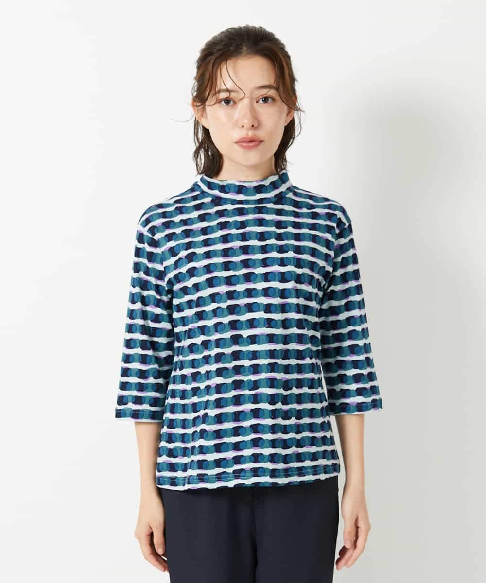 NHKHF92230 GIANNI LO GIUDICE(小さいサイズ)(メゾン ドゥ サンク) [日本製]イレギュラードットプリントカットソー ネイビー