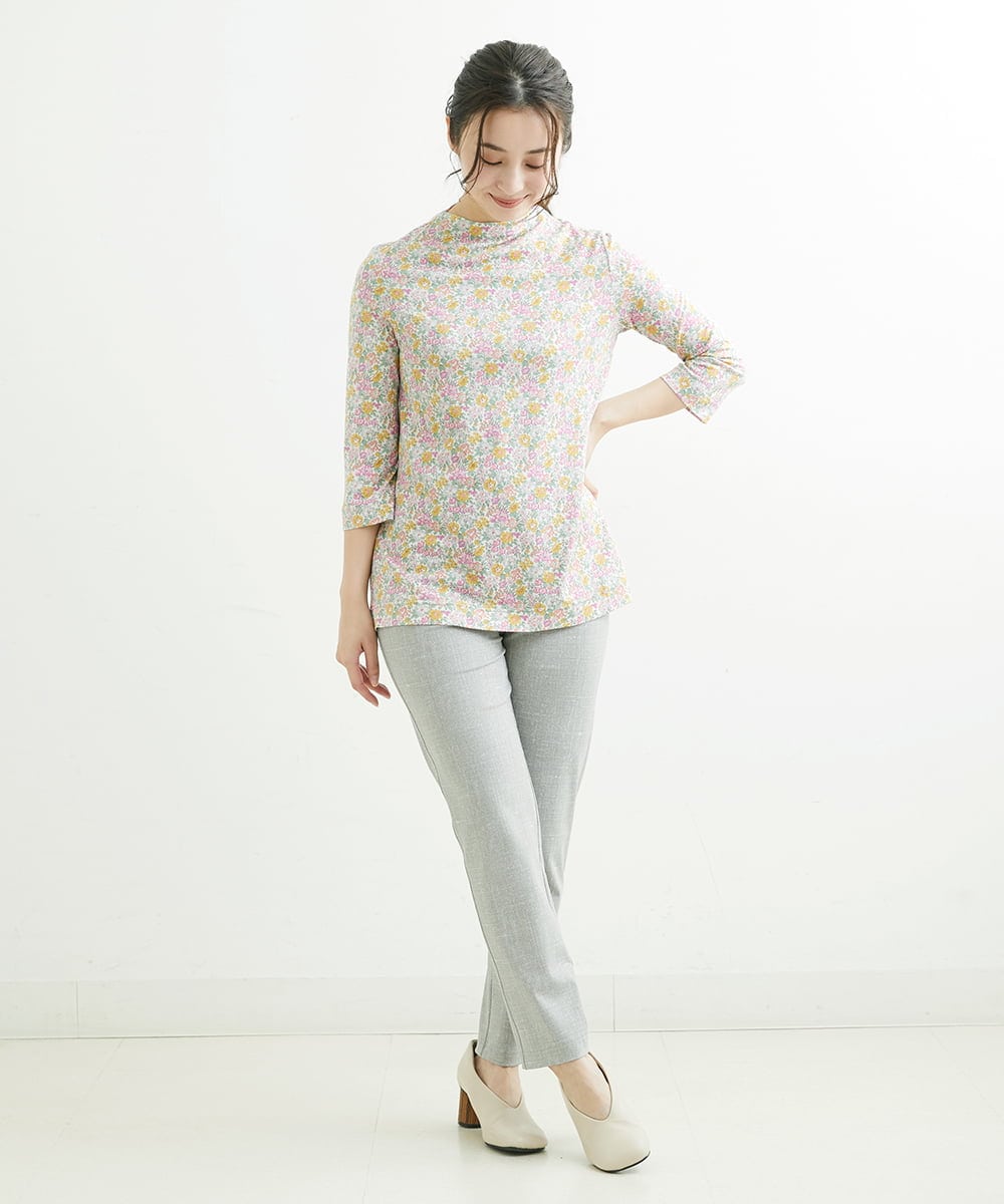 LIBERTYプリント7分袖カットソー(HONEYDEW)(カットソー・Tシャツ