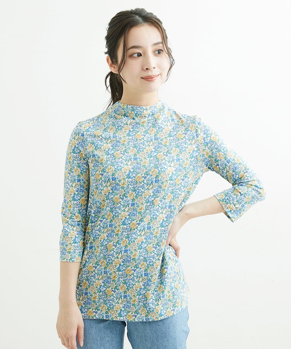 LIBERTYプリント7分袖カットソー(HONEYDEW)(カットソー・Tシャツ