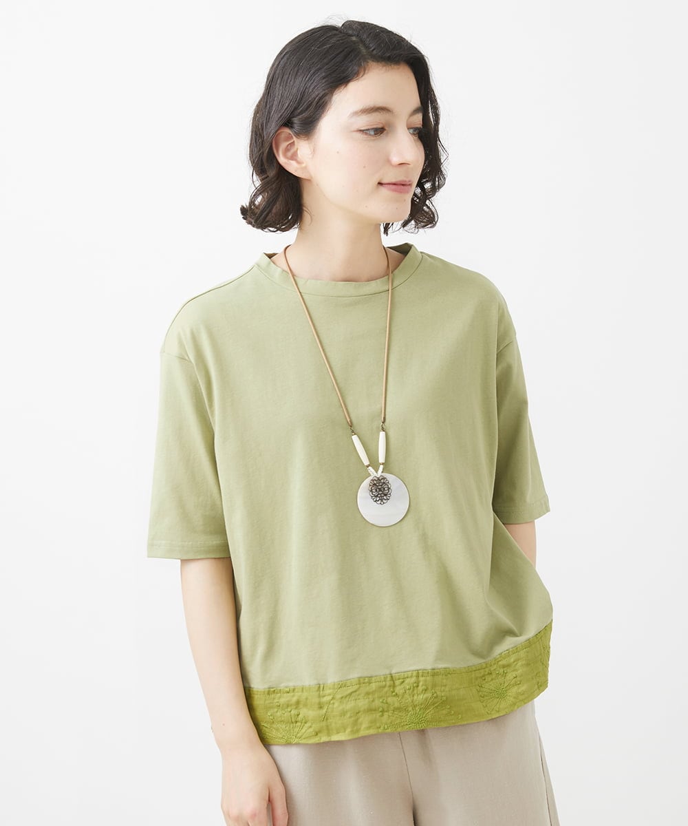 NHKHW06230 GIANNI LO GIUDICE(小さいサイズ)(メゾン ドゥ サンク) ウォッシャブルリネンカットソー グリーン