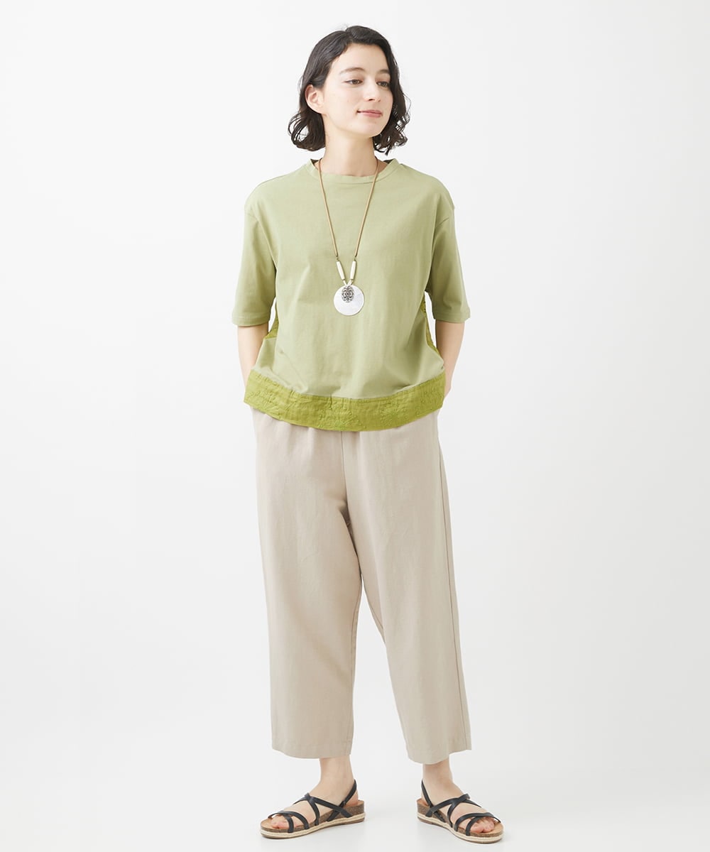 NHKHW06230 GIANNI LO GIUDICE(小さいサイズ)(メゾン ドゥ サンク) ウォッシャブルリネンカットソー グリーン